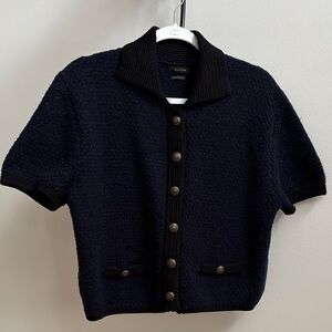 Massimo Dutti Navy Knit Cardigan